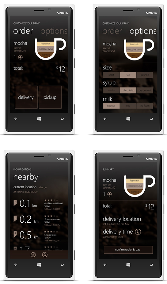Minimál mobil felhasználói felület design - Coffee