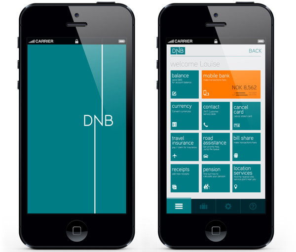 Minimál mobil felhasználói felület design - DNB 2