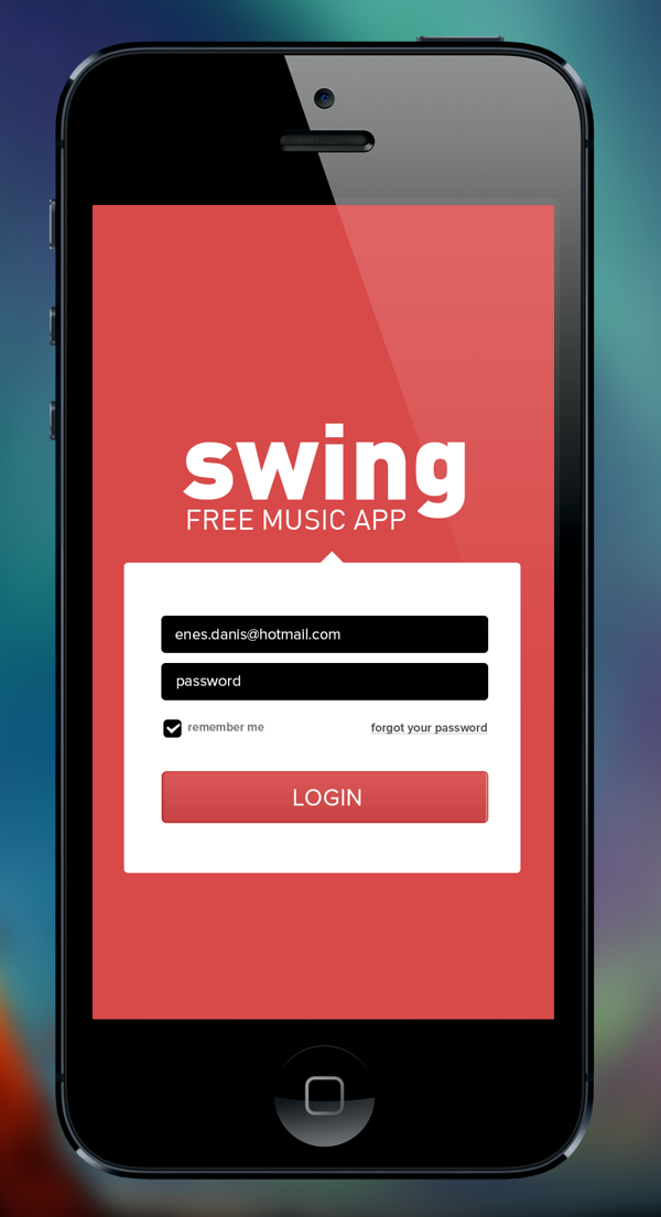 Minimál mobil felhasználói felület design - Swing
