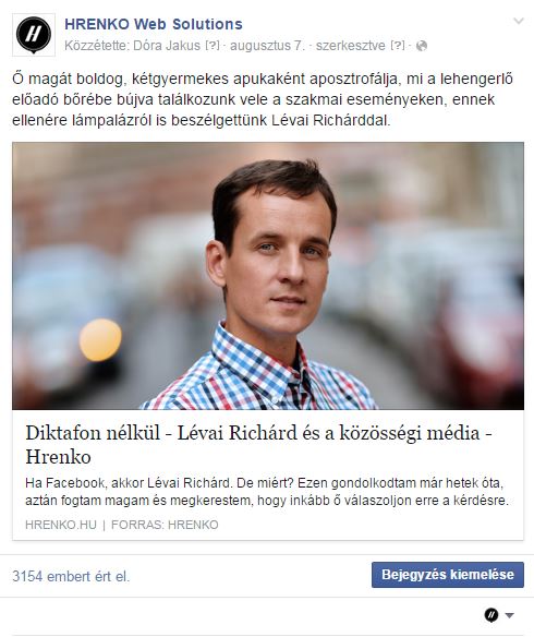 közösségi média bejegyzés linkes poszt