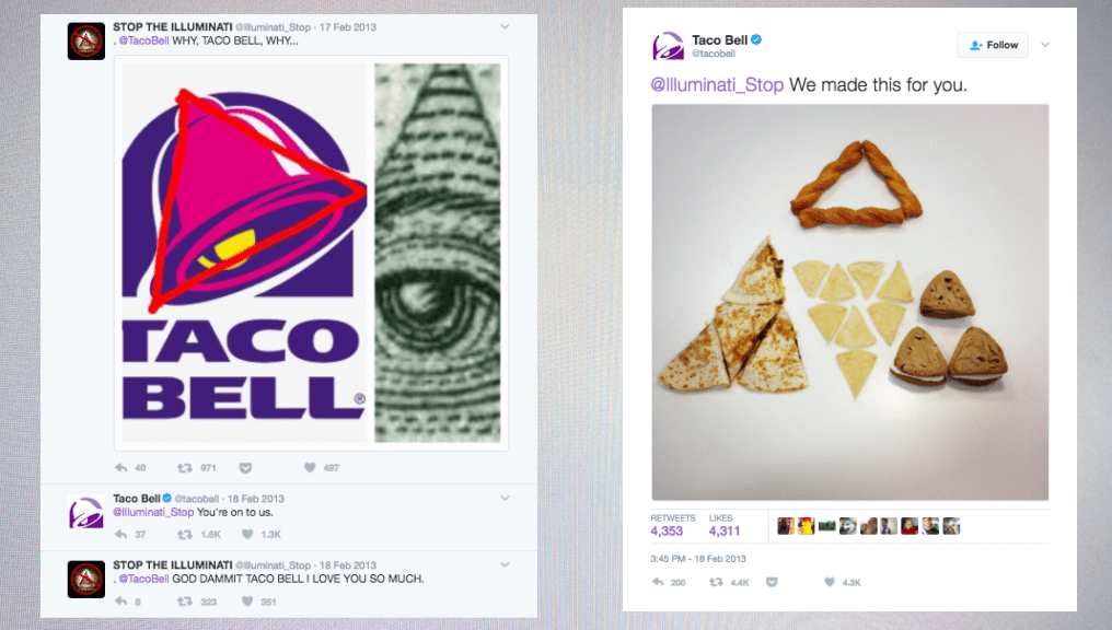 Taco Bell VS Illuminati - Twitter bejegyzés.